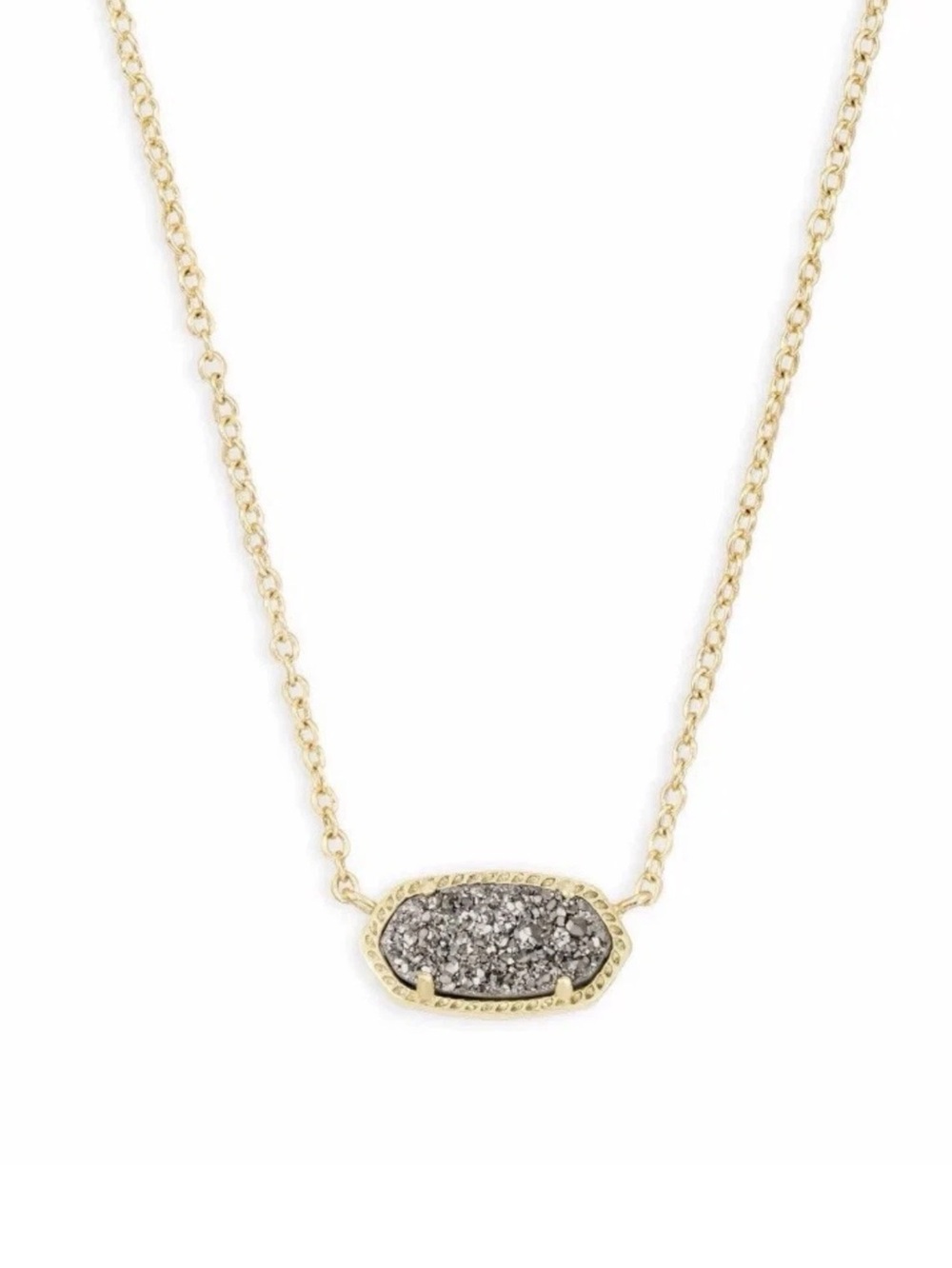 Kendra Scott Oval Grey Druzy 14k gold over brass Pendant Necklace -